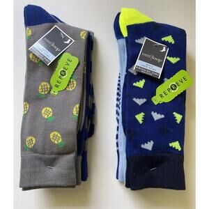 West Loop Mens 6 Pair Blue Assorted Pattern Crew Socks Shoe Sz 6-12 NWT